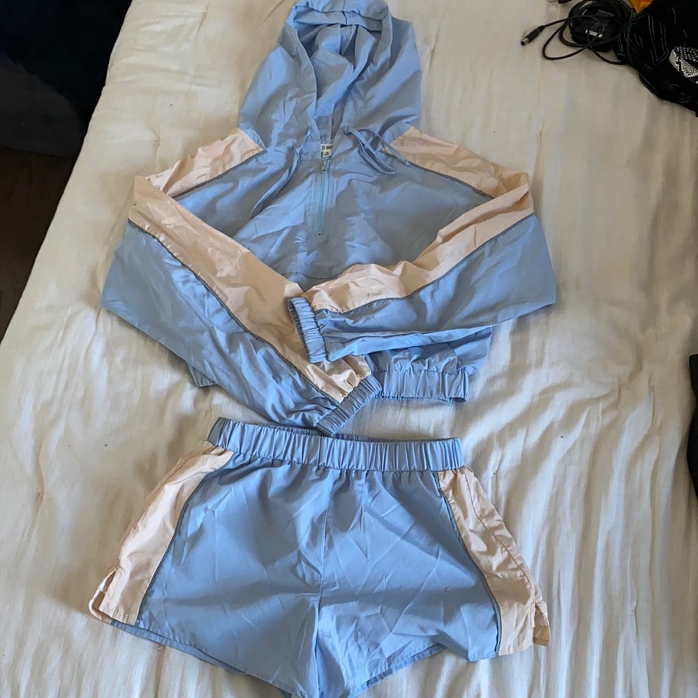 Wild Honey Windbreaker Cropped Hoodie & Shorts Set